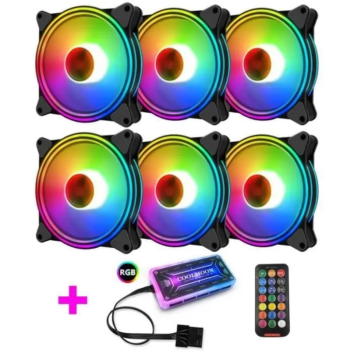 PACK FAN COOLMOON 6 X FAN ARGB LED WITH CONTROLLER TELECOMMANDE BLACK